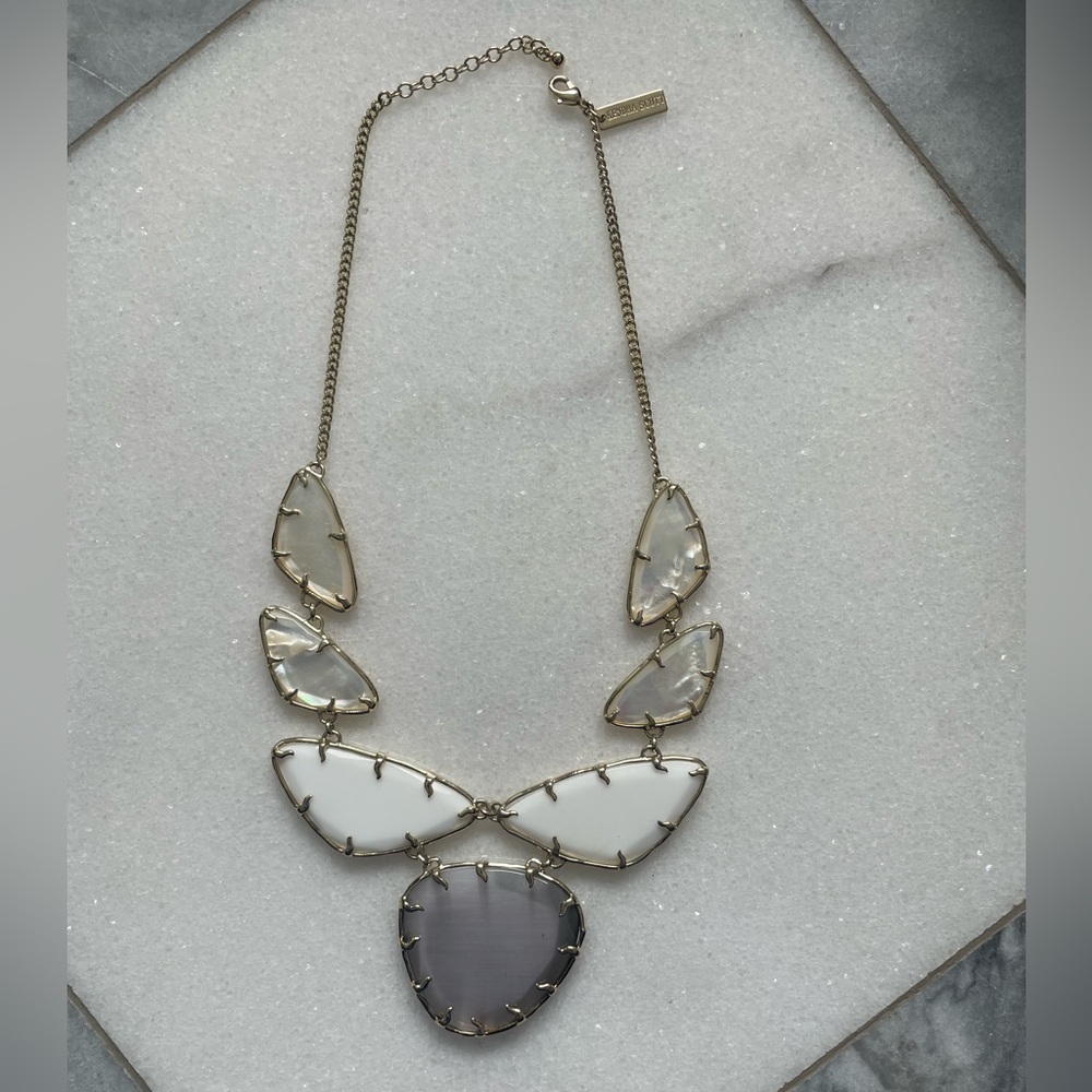 Vintage Kendra Scott Marisol Necklace - Gold, mother of pearl, grey amethyst